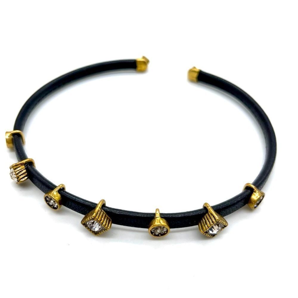 💝Leather Choker w/ Crystals accent
